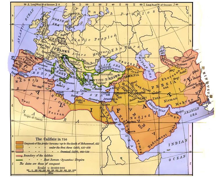 خريطة الدولة الإسلامية في عصر الخلافة